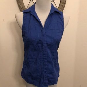 Susan Bristol Blue Button Down Top
